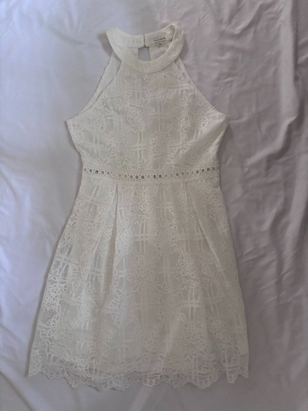 Francesca's Pure White Lace Fit & Flare Dress – Size Large